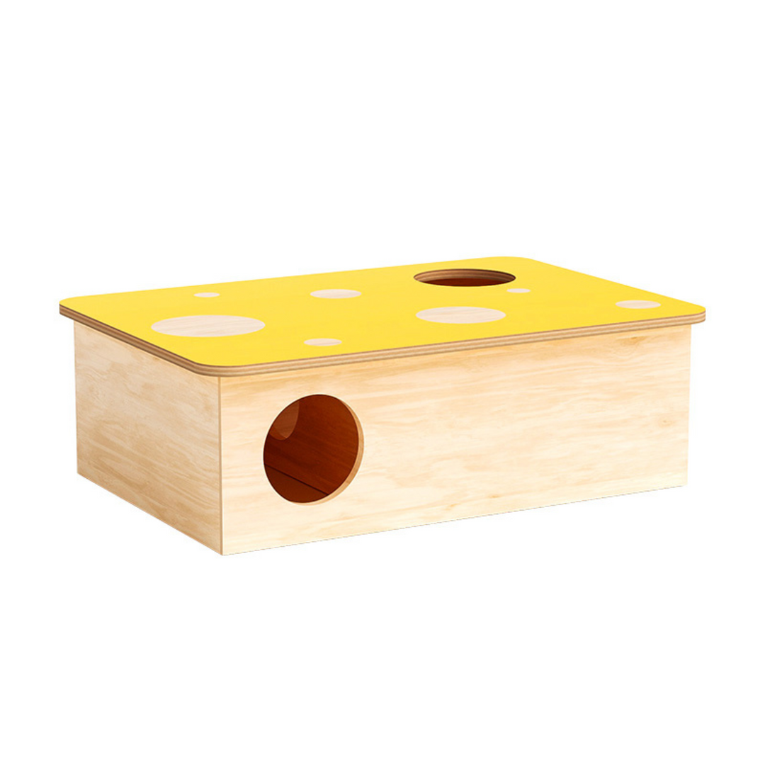 Cheddar Condo hamster hideout with cheese design by Mini&Moe, ideal for small pets.