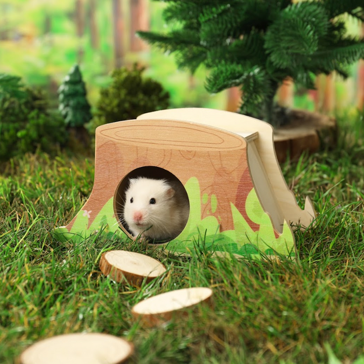 Durable and chew-resistant Tree Stump Hide, perfect for hamsters and other small animals to explore and rest