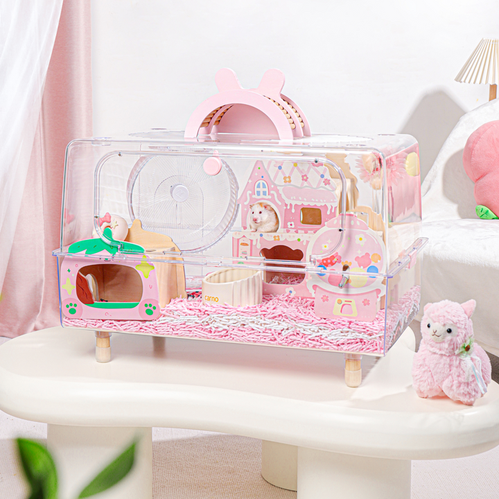 High-quality transparent cage by Mini and Moe, perfect for showcasing your pet's home while offering them ample space to explore.