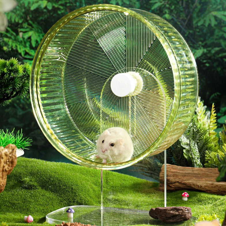 Quiet and durable hamster running wheel with a crystal-clear design