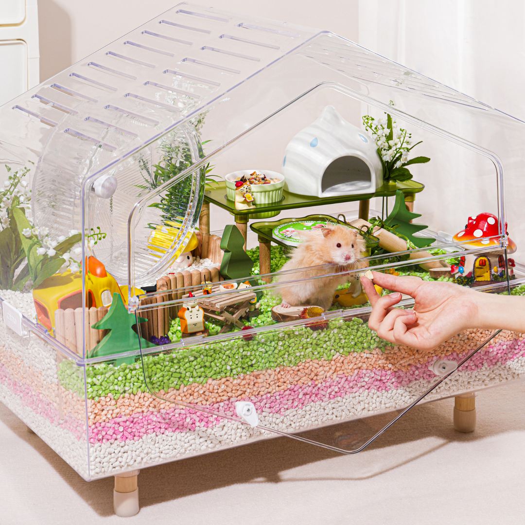 Spacious 23-inch Cottage Viewing Cage, designed to combine elegant aesthetics with practical functionality for small pets